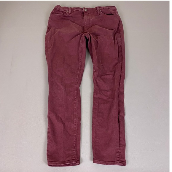 LOFT Denim - LOFT Skinny Ankle Pants Womens 30 10 Modern High Waist Burgundy Wine Red Stretch
